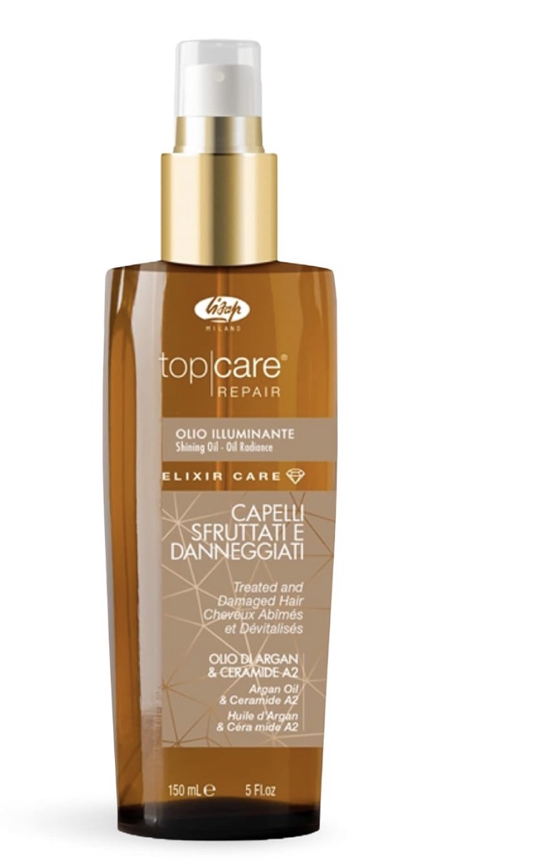 Lisap Hair Oil Top Care Repair Elixir للعناية بالشعر، مغذي، ناعم، مرطب، يضيف لمعانًا للون الشعر التالف المعالج أو الجاف، زبدة الشيا، زيت الأرغان، البارابين، ملون وخالي من الكبريتات،