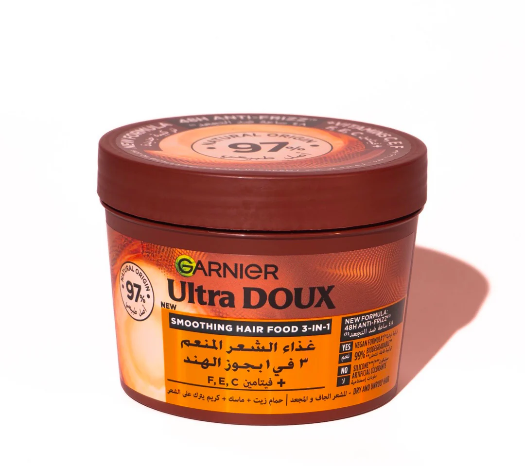 GARNIER ULTRA DOUX SMOOTHING COCONUT 3-IN-1 HAIR FOOD FOR FRIZZY HAIR - 390ML | غارنييه الترا دو ماسك غذاء الشعر بجوز الهند 3 في 1 للشعر الجاف والمجعد - 390 مل