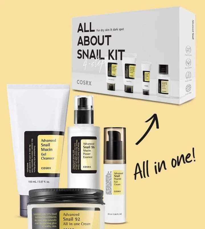 COSRX ALL ABOUT SNAIL KIT 4 STEP - MINI SIZE | كوزركس مجموعة الحلزون - 4 قطع حجم صغير