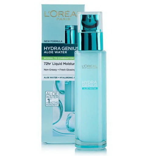 L'ORÉAL HYDRA GENIUS HYALURONIC ACID + ALOE LIQUID NORMAL TO COMBINATION MOISTURIZER - 70 ML | لوريال هايدرا جينيس هيالورونيك اسيد + الوفيرا مرطب للبشرة العادية و المختلطة - 70 مل