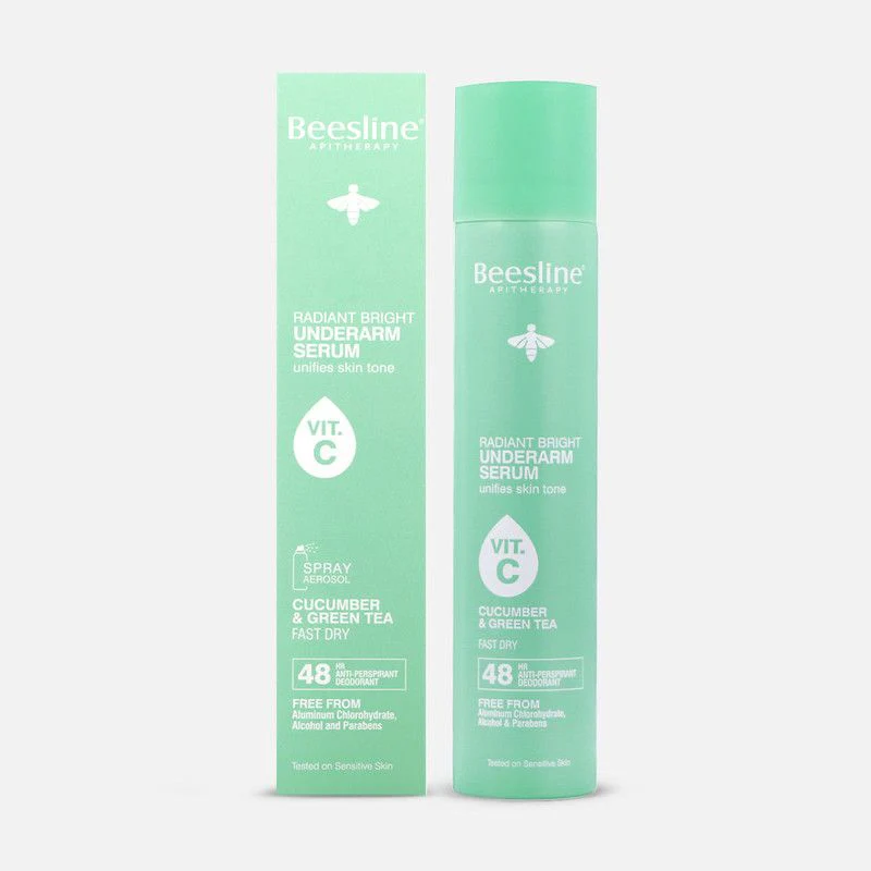BEESLINE RADIANT BRIGHT UNDERARM SERUM VIT C SPRAY 48H - 150ML | بيزلين بخاخ مضاد للتعرق و مفتح تحت الابط بفيتامين سي - 150 مل