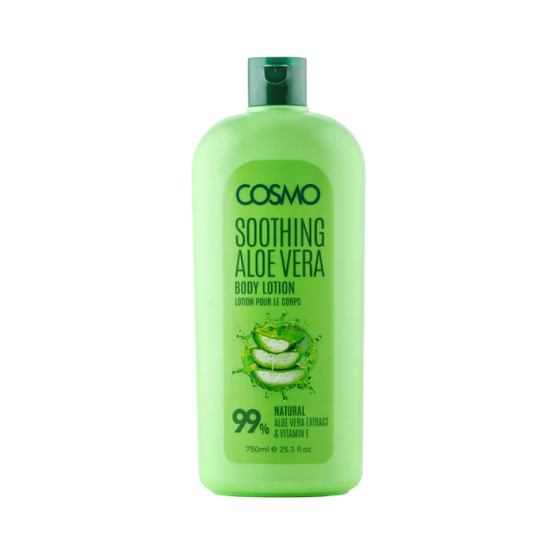 COSMO SOOTHING ALOE VERA BODY LOTION 99% NATURAL - 750ML | كوزمو لوشن للجسم بالالوفيرا - 750 مل