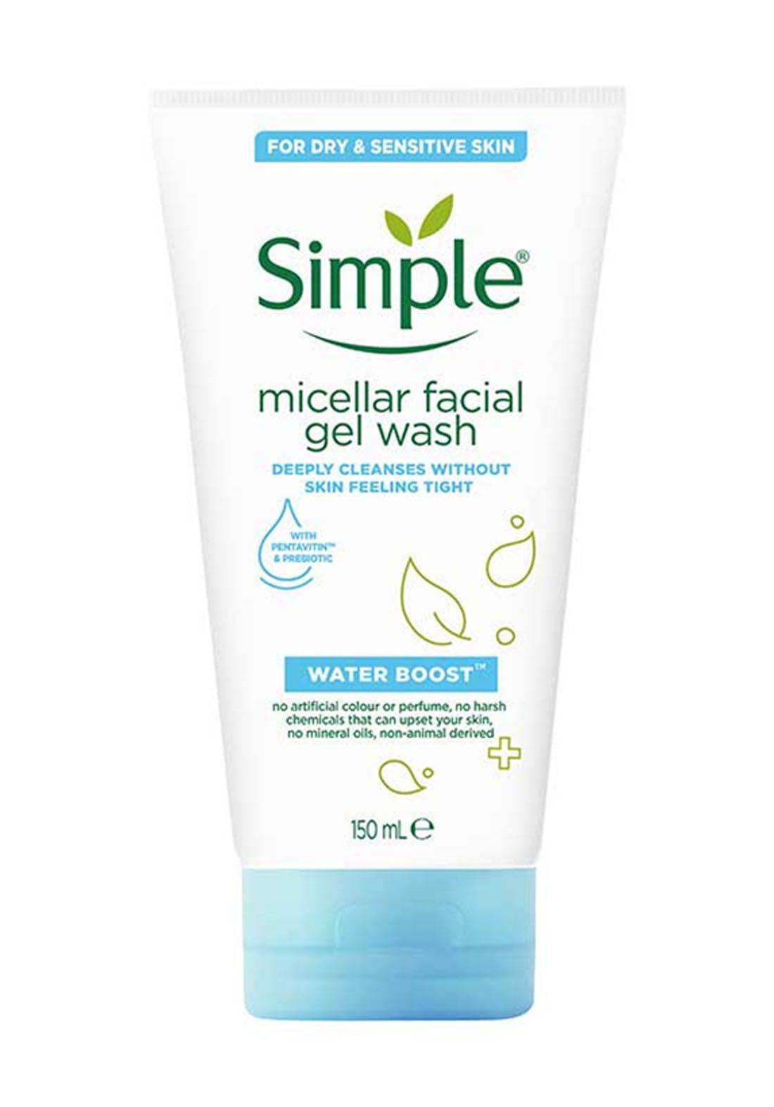 غسول سمبل جل للبشرة الجافة والحساسة Simple Micellar Facial Gel Wash