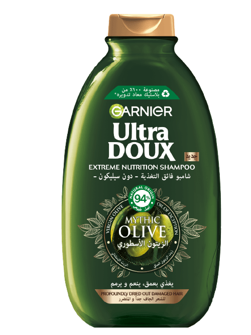 GARNIER ULTRA DOUX OLIVE MYTHIC SHAMPOO - 400 ML | غارنييه الترا دو شامبو بزيت الزيتون للشعر التالف والجاف - 400 مل