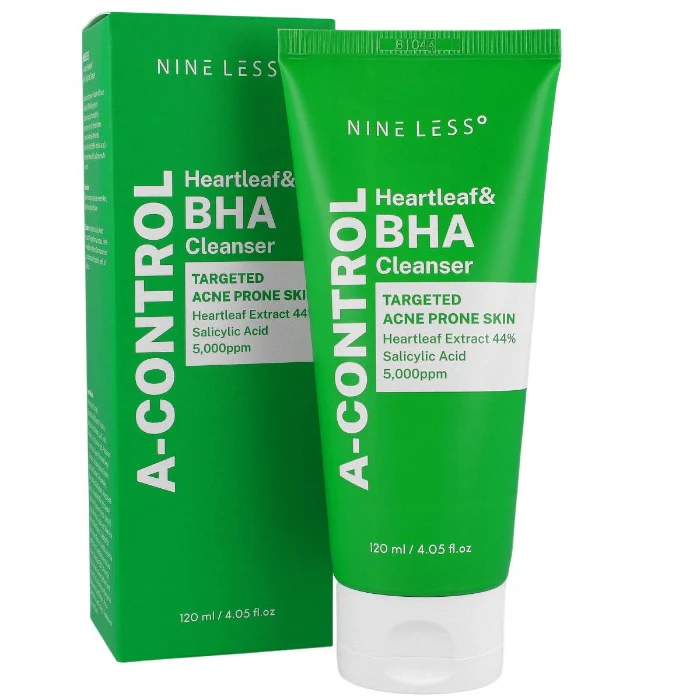 NINE LESS A-CONTROL HEARTLEAF & BHA CLEANSER - 120ML | ناين ليس غسول رغوي بأحماض ال BHA - 120 مل